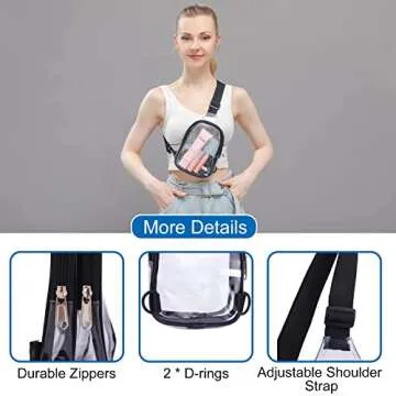 Edraco Small Clear Sling Bag for Stadium Events