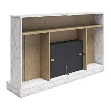 CosmoLiving by Cosmopolitan Liberty 52 Inch Electric Fireplace with Mantel, Replaceable Fireplace Insert Heater, Remote Control, Timer, Color Changing Crystal Ember Flames, White Marble