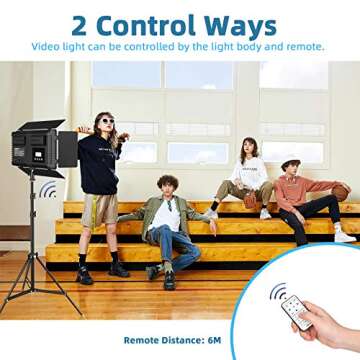 LED Video Light, SAMTIAN 600 Photography Lighting Kit 3200-5600K Camera Studio Light with 4 NP-F Batteries Barndoors 75 Inches Light Stand and Remote Photo Panel Light for Livestreaming Tiktok Youtube