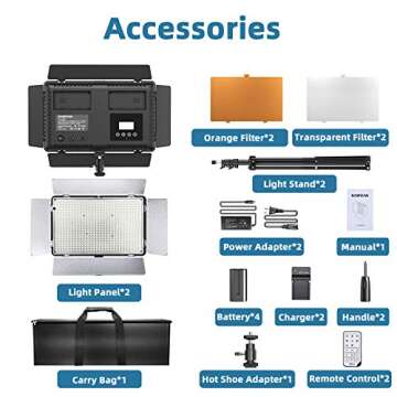 LED Video Light, SAMTIAN 600 Photography Lighting Kit 3200-5600K Camera Studio Light with 4 NP-F Batteries Barndoors 75 Inches Light Stand and Remote Photo Panel Light for Livestreaming Tiktok Youtube