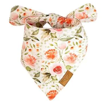 Remy+Roo Small Spring Dog Bandanas - 4 Pack Rubi Set | Premium Durable Adjustable Polyester Fabric | Patented Shape Girl Dog Bandana, Floral Dog Bandana