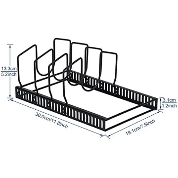 Toplife Pot Lids Organizer Rack - Adjustable Storage for Pots and Pans