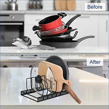 Toplife Pot Lids Organizer Rack for Kitchen Storage Solutions