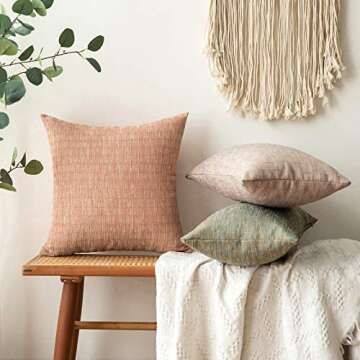 MIULEE Pack of 2 Fall Decorative Burlap Linen Autumn Throw Pillow Covers Modern Farmhouse Pillowcase Rustic Woven Textured Cushion Cover for Sofa Couch Bed 18x18 Inch Salmon