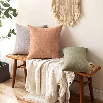 MIULEE Pack of 2 Fall Decorative Burlap Linen Autumn Throw Pillow Covers Modern Farmhouse Pillowcase Rustic Woven Textured Cushion Cover for Sofa Couch Bed 18x18 Inch Salmon