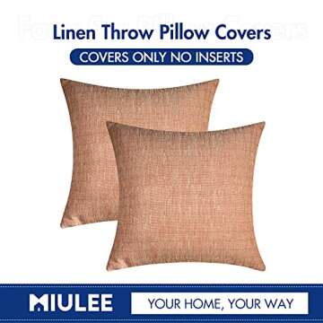 MIULEE Pack of 2 Fall Decorative Burlap Linen Autumn Throw Pillow Covers Modern Farmhouse Pillowcase Rustic Woven Textured Cushion Cover for Sofa Couch Bed 18x18 Inch Salmon