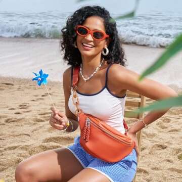 Haytijoe Bum Bag Plus Size Fanny Pack for Women Fashion Waist Pack Travel Crossbody Bags Belt Bag(Or...