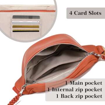 Haytijoe Bum Bag Plus Size Fanny Pack for Women Fashion Waist Pack Travel Crossbody Bags Belt Bag(Orange)