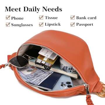 Haytijoe Bum Bag Plus Size Fanny Pack for Women Fashion Waist Pack Travel Crossbody Bags Belt Bag(Orange)