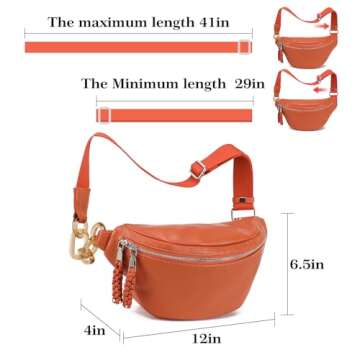 Haytijoe Bum Bag Plus Size Fanny Pack for Women Fashion Waist Pack Travel Crossbody Bags Belt Bag(Orange)