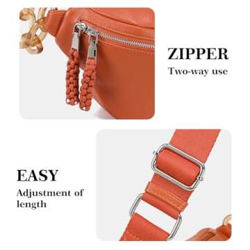 Haytijoe Bum Bag Plus Size Fanny Pack for Women Fashion Waist Pack Travel Crossbody Bags Belt Bag(Orange)