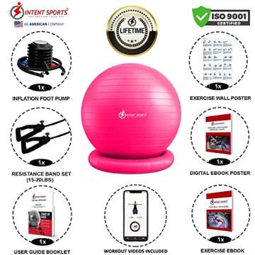 Intent Sports Yoga Ball Chair - Fitness Ball for Home & Office
