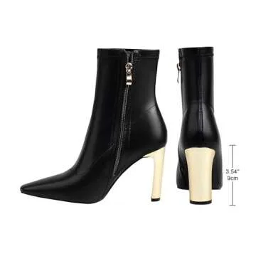 Stylish Reitoye Women's Metallic Block Heel Ankle Boots