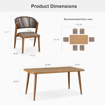 Stylish PURPLE LEAF 7 Pieces Outdoor Dining Set