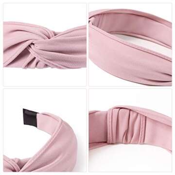 6 Pack Wide Plain Headbands,Unime Twist Knot Turban Headband Yoga Hair Band Fashion Elastic Hair Acc...