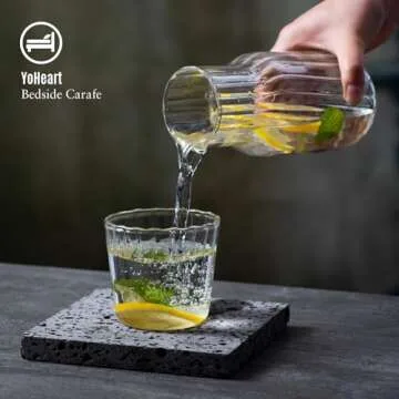 Elegant Bedside Water Carafe and Glass Set for Hydration and Style
