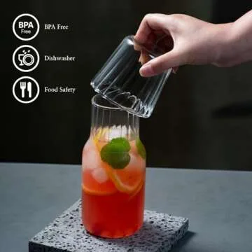 Stylish Bedside Water Carafe and Glass Set for Hydration