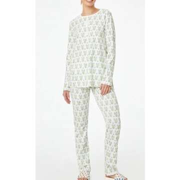 Yiulangde Roller Monkey Rabbit Pajamas Women Easter Pajama Set Long Sleeve Bunny Hearts Pjs Preppy L...