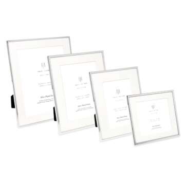 Isaac Jacobs 6x8 (Matted 4x6) Silver Metal Picture Frame, Classic Metal Photo Frame Made For Tabletop & Hanging Display, Home and Office Décor, Photo Gallery and Wall Art (6x8 (Matted 4x6), Silver)