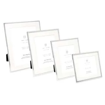 Isaac Jacobs 6x8 (Matted 4x6) Silver Metal Picture Frame, Classic Metal Photo Frame Made For Tabletop & Hanging Display, Home and Office Décor, Photo Gallery and Wall Art (6x8 (Matted 4x6), Silver)