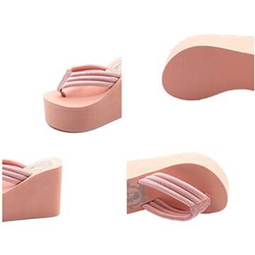 ANBOVER Womens Wedges Flip Flops Summer Thong Beach Sandals Chunky High Platform