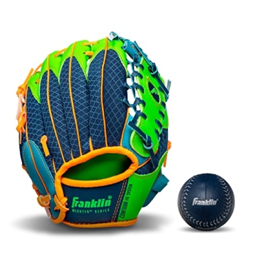 Franklin Sports Baseball Gloves - Kids Meshtek Tball Glove + Foam Ball - Right Hand Throw - 9.5" - N...