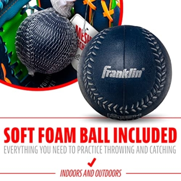 Franklin Sports Meshtek Tball Glove + Ball Set for Kids