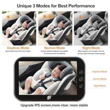 TX Baby Car Camera Monitor, Baby Car Mirror Baby Rear Facing Seat, HD 1080P Night-Vision Baby Camera for Car for Infant Toddler Car Seats