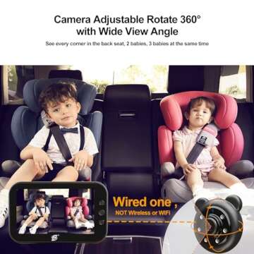 TX Baby Car Camera Monitor, Baby Car Mirror Baby Rear Facing Seat, HD 1080P Night-Vision Baby Camera for Car for Infant Toddler Car Seats