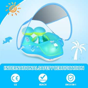 LAYCOL Baby Swimming Pool Float with Removable UPF 50+ UV Sun Protection Canopy,Toddler Inflatable P...