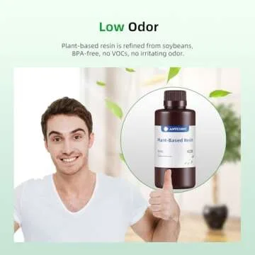 ANYCUBIC 3D Printer Resin with Low Odor and Safety, 405nm UV Plant-Based Rapid Resin with High Precision and Quick Curing for LCD 3D Printing (Grey, 500g)