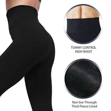 LUOYANXI Fleece Lined Leggings - High Waist Winter Warm Tights with Tummy Control