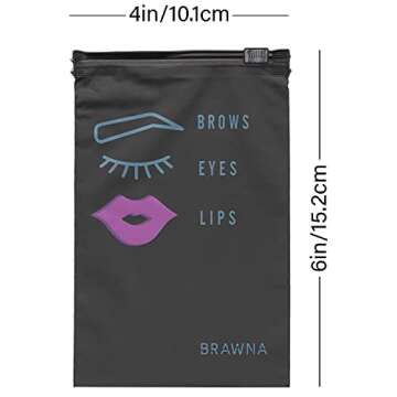 BRAWNA 50 Pck Black Eyebrow Microblading Aftercare Bags 4x6 inches - Lash Extension Aftercare Bags -...