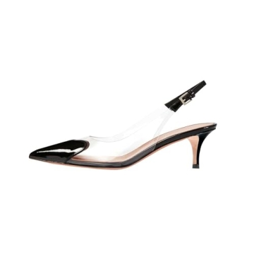 VogueVent Kitten Heel Transparent Slingback Pumps - Stylish & Comfortable