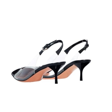 VogueVent Kitten Heel Transparent Slingback Pumps - Stylish & Comfortable