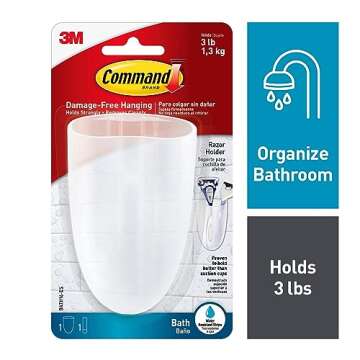Command Razor Holder, Holds up to 3 lb, Clear Frosted, 4" x 2.5" x 1.5" 1 Holder with 1 Medium Water...