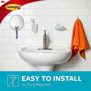 Command Razor Holder, Holds up to 3 lb, Clear Frosted, 4" x 2.5" x 1.5" 1 Holder with 1 Medium Water-Resistant Command Strip, Damage Free Bathroom Organization for Razors or Toothbruses