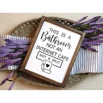 This is a Bathroom Not an Internet Cafe, Funny Bathroom Sign, Toilet Paper Sign, Farmhouse Bathroom Humor Sign, Shelf Sitter,Guests Bathroom Signs Rustic Modern Farmhouse Decor, Kid's Bathroom Decor