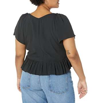 Elize Puff-Sleeve Tie-Front Crepe Blouse by The Drop