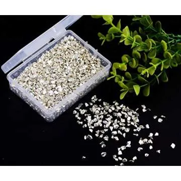 Crushed Glass Irregular Metallic Chips Sprinkles Chunky Big Glitter Silver 100g 4-6mm for Nail Arts Craft DIY Vase Filler Epoxy Resin Mold Scrapbooking Jewelry Making Decoration (Sliver, 4-6mm)