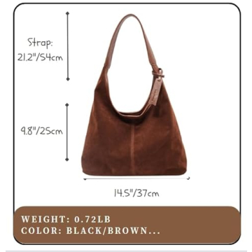 TYATVS Suede Bag Suede Tote Bag Brown Suede Shouder Purse Work Hobo Handbags Fall Aesthetics (red brown)