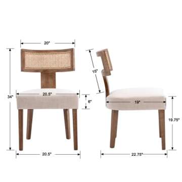 EALSON Mid Century Modern Dining Chairs Set of 2 Linen Upholstered Kitchen Chairs with Wood Legs and...