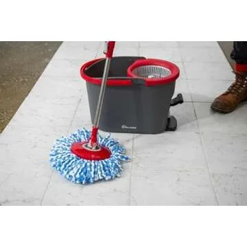 Simpli-Magic Spin Mop and Bucket with Wringer Set, Mop Bucket Cleaning System with Foot Pedal, 3 Mic...