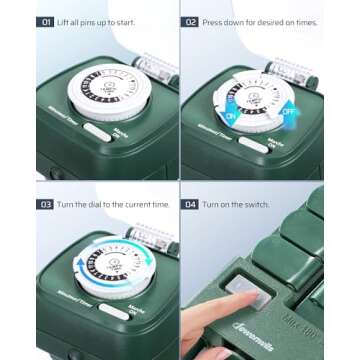 DEWENWILS Outdoor Mechanical Power Stake Timer, Waterproof, 6 Grounded Outlets(3 180°Rotatable), 6ft Cord, Yard Stake for Lights, Outdoor Timer for Lights, Yard, Garden, 1625W/13A, UL Listed