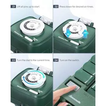 DEWENWILS Outdoor Mechanical Power Stake Timer, Waterproof, 6 Grounded Outlets(3 180°Rotatable), 6ft Cord, Yard Stake for Lights, Outdoor Timer for Lights, Yard, Garden, 1625W/13A, UL Listed