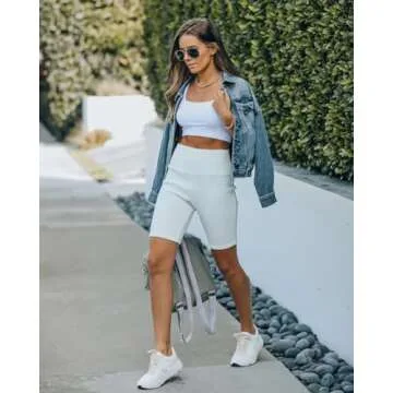 Aoliks Women's 8" Biker Shorts with Pockets High Waist Tummy Control Running Workout Spandex Gym Volleyball Yoga Shorts