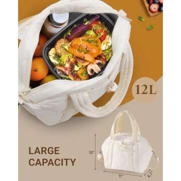 WONDAY Stylish Insulated Puffer Lunch Bag for Women