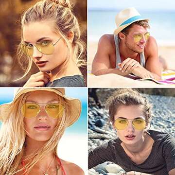 Yellow Sunglasses for Women Tinted Lens Aviator Glasses Aviators Lenses Shade