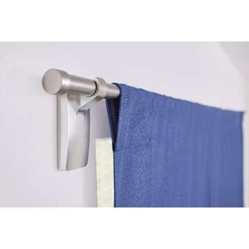 Command 10 lb Satin Nickel Curtain Rod Hooks, 2 Hooks and 4 Command Strips, Damage Free Curtain Hook...