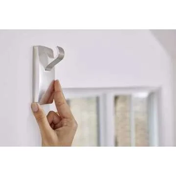 Command 10 lb Satin Nickel Curtain Rod Hooks, 2 Hooks and 4 Command Strips, Damage Free Curtain Hooks for Hanging Curtain Rods with Adhesive Strips, No Drilling Home Decor and Room Decor